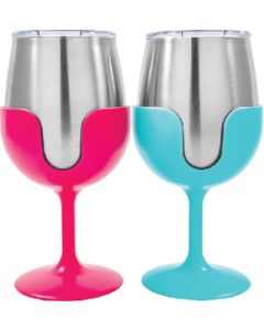 CAMCO RV WINE TUMBLER SET BLUE-PINK 8OZ 51915