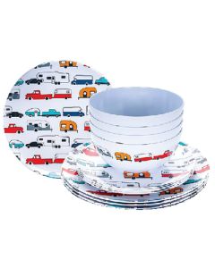 CAMCO RV DISHWARE SET 12PC RV PATTERN CRV 53295