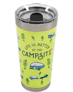 CAMCO RV TUMBLER GREEN/CAMP SKETCH 20OZ CRV 53321