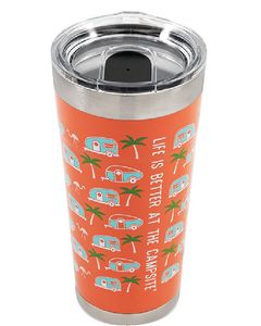 CAMCO RV TUMBLER PINK PALM TREE 20OZ CRV 53322