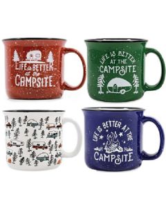 CAMCO RV MUGS ASSORTED COLORS 4PK 14OZ CRV 53357