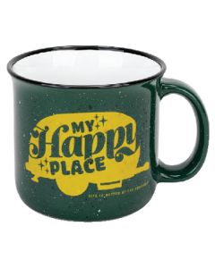 CAMCO RV MUG GREEN MY HAPPY PLACE 14OZ CRV 53471