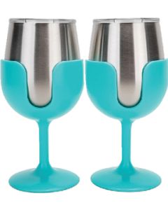 CAMCO RV WINE TUMBLER 2PK 8OZ. BLU/BLU CRV 53484