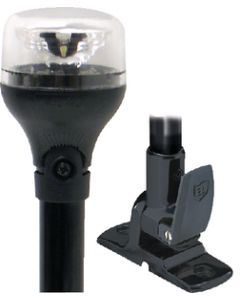 Attwood 5558-P12A7 12" 2NM LED All-Round Fold-Down Light with Lightarmor Base & Black Composite Pole ATT-5558P12A7