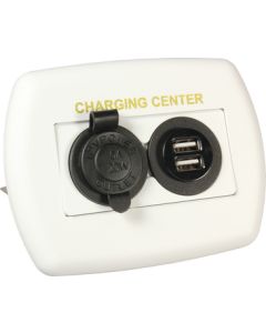 JR Products 12V/USB Charging Center White JRP 15085