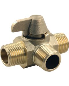 JR Products 3-Way Brass Diverter Valve M/M/M JRP 62255