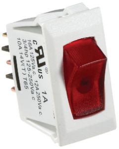 RV Designer Switch-Ill Rocker 10A White W-Rd RVD S241