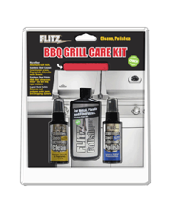 Flitz BBQ Grill Care Kit w/Liquid Metal Polish, Stainless Steel Cleaner, Stainless Steel Polish & Microfiber Cloth