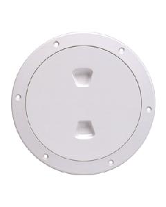 BECKSON 6" SMOOTH CENTER SCREW OUT DECK PLATE WHITE 6.5" CUT DP60-W