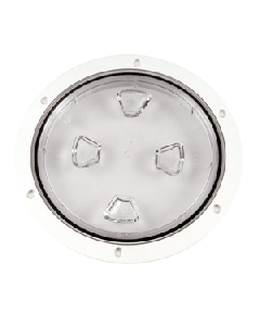 BECKSON 8" CLEAR CENTER SCREW OUT DECK PLATE WHITE 8.5" CUT DP80-W-C
