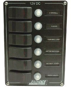 Seachoice Rocker Switch Panel-6 Position SCP 12501