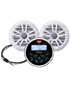 Boss Audio MCKGB350B.6 Combo - Marine Gauge Radio w/Marine Antenna & 2 6.5" Speakers - White MCKGB350W.6