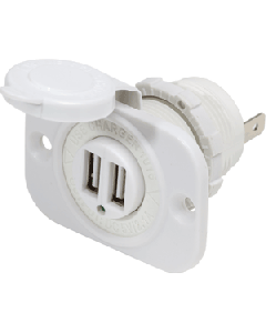 Blue Sea 12V DC Dual USB Charger Socket - White 1016200