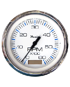 Faria Chesapeake White SS 4" Tachometer w/Hourmeter - 6,000 RPM (Gas - Inboard) 33832
