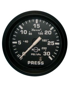 Faria Euro Black 2" Water Pressure Gauge Kit 30Psi