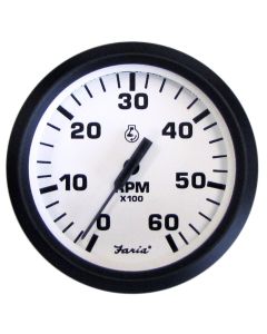 Faria Euro White 4" Tachometer 6000 Rpm Gas Inboard & I/O
