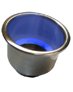 Whitecap Flush Mount Cup Holder w/Blue LED Light - Stainless Steel S-3511BC
