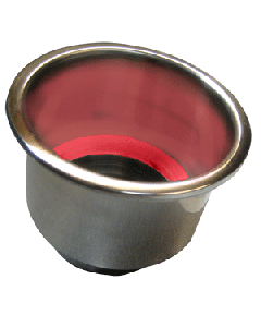Whitecap Flush Mount Cup Holder w/Red LED Light - Stainless Steel S-3511RC