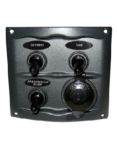 Marinco Waterproof Panel w/3 Switches - 12V - Grey 900-3WPS