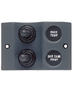 Marinco Micro Panel - 2 Switch On/Off - Black 900-2WP