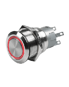 Marinco Push Button Switch - 12V Latching On/Off - Red LED 80-511-0001-01