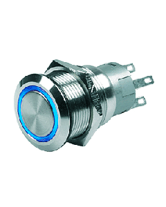 Marinco Push Button Switch - 24V Momentary (On)/Off - Blue LED 80-511-0008-01