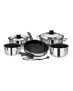 Magma Nesting 10-Piece Induction Compatible Cookware - SS Exterior & Slate Black Ceramica Non-Stick Interior A10-366-2-IND