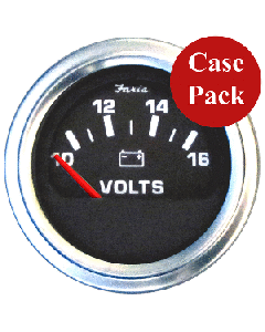 Faria 2" Voltmeter (10-16 VDC) Unlit 12V Black w/Stainless Steel Bezel & Orange Pointer - Case of 24 VP0125