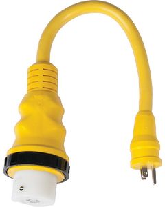 Marinco Standard Pigtail Adapter Dock Side Male 15A 125V Straight Blade With Locking Screw to Boat Side Female 50A 125/250V Locking With Sealing Collar System MAR-150SPP