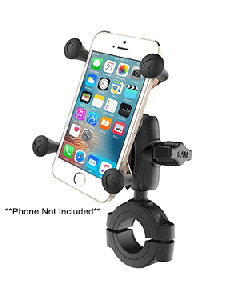 RAM Mount RAM&reg; Torque&trade; 1 1/8" - 1 1/2" Diameter Handlebar/Rail Base with B Size 1" Ball, Short Arm and X-Grip&reg; for Phones RAM-B-408-112-15-A-UN7U