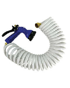 Whitecap 50' White Coiled Hose w/Adjustable Nozzle P-0442