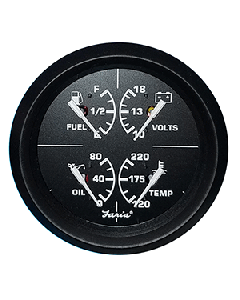Faria 4" 4-in-1 Multifunction Gauge - Voltmeter (10-16) Fuel Level - Oil PSI (80 PSI) - Water Temp (100-250F) 32851