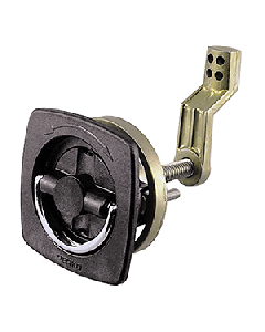 Perko Flush Latch - Non-Locking - 2.5" x 2.5" w/Offset Cam Bar & Flexible Polymer Strike 0932DP1BLK