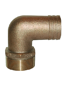 GROCO 1 1/4" NPT-90 X 1 1/4" ID HOSE BARB STD FLOW ELBOW