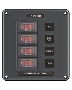 BLUE SEA 4320 CIRCUIT BREAKER SWITCH PANEL 4 POSITION GRAY 4320