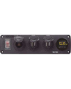 BLUE SEA 4368 ACCESSORY PANEL 12V SOCKET, 2X DUAL USB & 4368