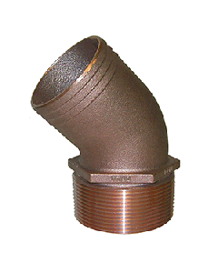 GROCO 1 1/4" NPT-45 X 1 1/4" HOSE BARB STANDARD FLOW ELBOW