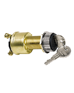 COLE HERSEE 3 POSITION BRASS IGNITION SWITCH W/ RUBBER BOOT M-550-14-BP