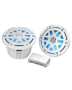 Poly-Planar MA-OC8 8" Round Waterproof Blue LED Lit Speaker - White MA-OC8