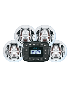 JENSEN JMS4SPKG Marine Entertainment System AM/FM Bluetooth w/4 AMS602W Speakers and Aux Input JMS4SPKG