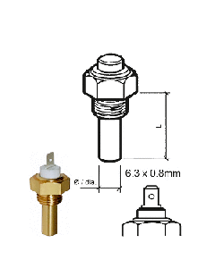 VERATRON COOLANT TEMPERATURE SENSOR - SINGLE POLE SPADE - 323-801-001-007N