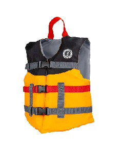 MUSTANG YOUTH LIVERY FOAM VEST 50-90 LBS MANGO-BLACK MV2300-203-0-253