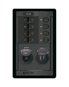 BLUE SEA 1495 360 PANEL 12V 4 POS FLAT ROCKER DUAL USB 1495