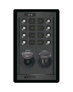 BLUE SEA 1498 360 PANEL 12V 8 POS CLB DUAL USB 1498