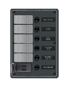 BLUE SEA 8121 WATERPROOF PANEL 5 POS PLUS DUAL USB CHARGER 8121