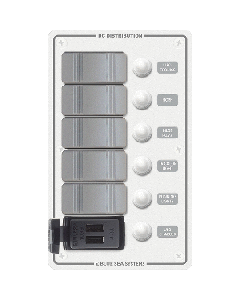 BLUE SEA 8421 WATERPROOF PANEL CB 12V 5 POS PLUS DUAL USB 8421