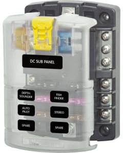 BLUE SEA FUSE BLOCK STBLADE 6CIRC W/GND/