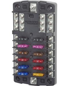 BLUE SEA FUSE BLOCK STBLADE 12CIRC W/GND