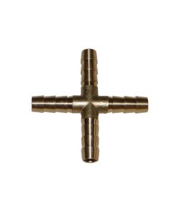 HELIX RACING BRASS BARB CROSS 4-WAY 1/4'