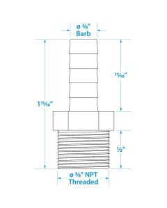 SEACHOICE MALE HOSE BARB-3/8 X 3/8 NPT 5